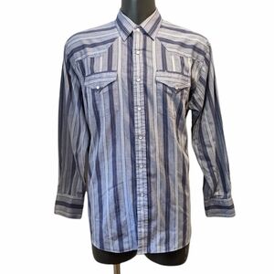 Knightsbridge blue striped western shirt XL